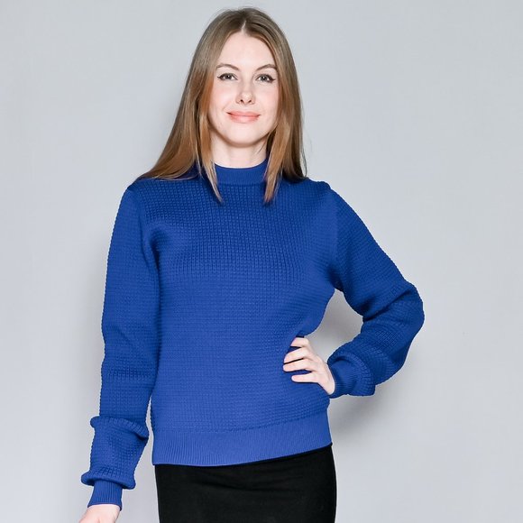 631. PRADA Waffle Knit Blue Sweater Sz 48 - Picture 1 of 7